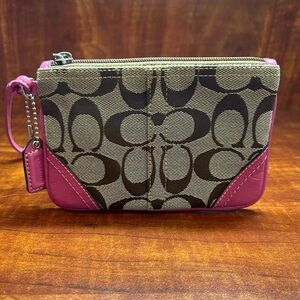 Coach Brown and Pink Signature Wristlet